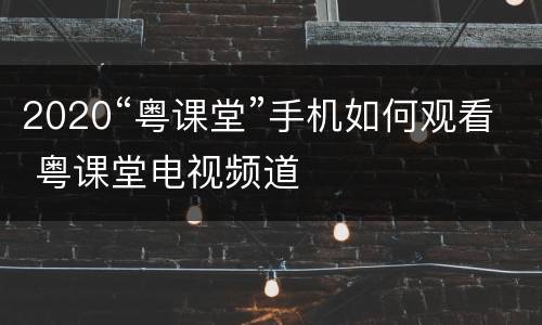 2020“粤课堂”手机如何观看 粤课堂电视频道