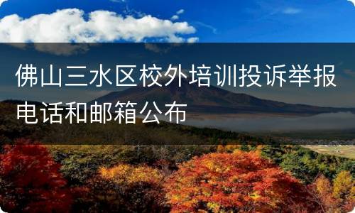 佛山三水区校外培训投诉举报电话和邮箱公布