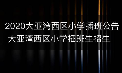 2020大亚湾西区小学插班公告 大亚湾西区小学插班生招生