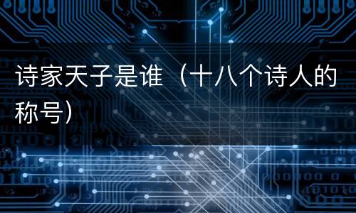 诗家天子是谁（十八个诗人的称号）