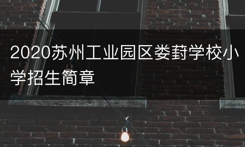 2020苏州工业园区娄葑学校小学招生简章