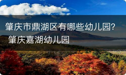 肇庆市鼎湖区有哪些幼儿园？ 肇庆嘉湖幼儿园