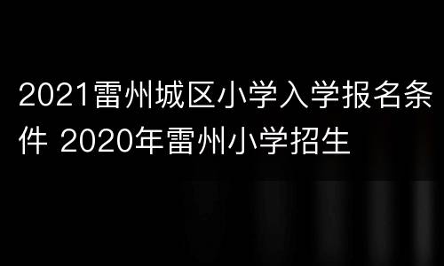2021雷州城区小学入学报名条件 2020年雷州小学招生