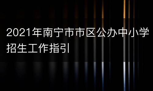 2021年南宁市市区公办中小学招生工作指引