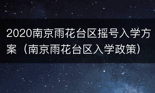 2020南京雨花台区摇号入学方案（南京雨花台区入学政策）