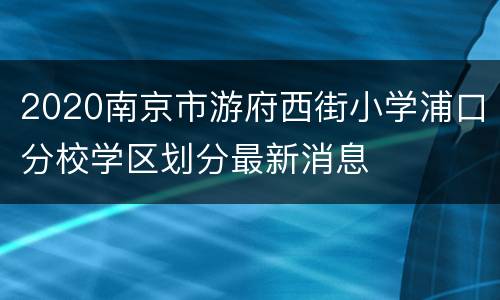 2020南京市游府西街小学浦口分校学区划分最新消息