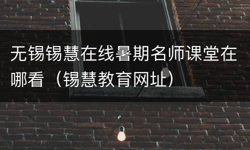 无锡锡慧在线暑期名师课堂在哪看（锡慧教育网址）