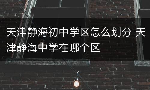 天津静海初中学区怎么划分 天津静海中学在哪个区