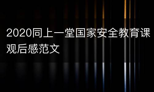 2020同上一堂国家安全教育课观后感范文
