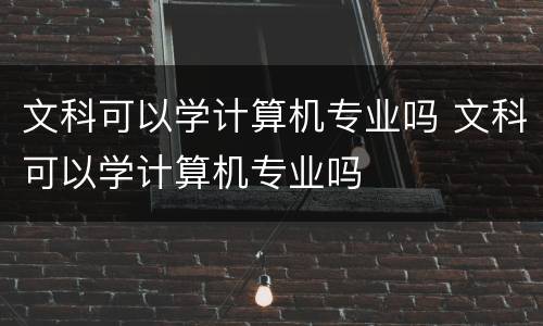 文科可以学计算机专业吗 文科可以学计算机专业吗