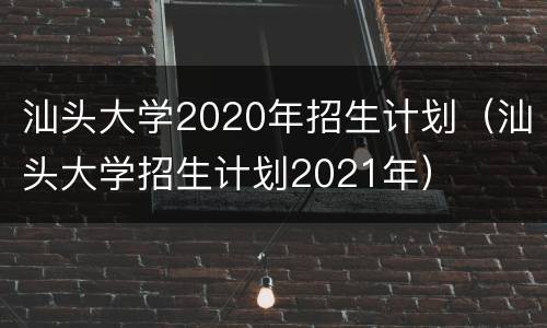 汕头大学2020年招生计划（汕头大学招生计划2021年）