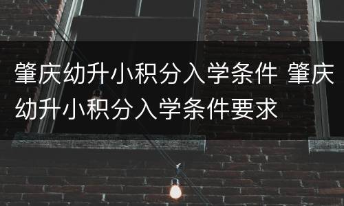肇庆幼升小积分入学条件 肇庆幼升小积分入学条件要求