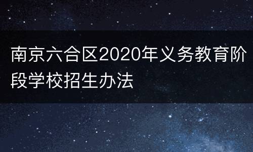 南京六合区2020年义务教育阶段学校招生办法