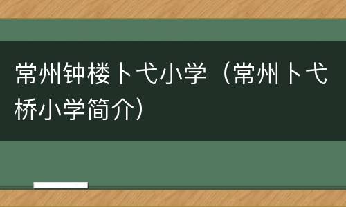 常州钟楼卜弋小学（常州卜弋桥小学简介）
