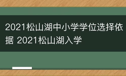 2021松山湖中小学学位选择依据 2021松山湖入学