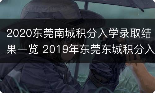 2020东莞南城积分入学录取结果一览 2019年东莞东城积分入学一览