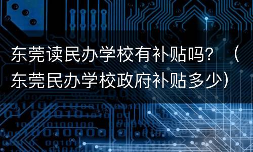东莞读民办学校有补贴吗？（东莞民办学校政府补贴多少）