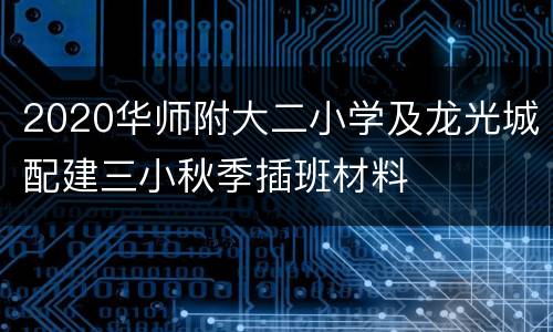 2020华师附大二小学及龙光城配建三小秋季插班材料