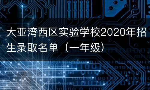 大亚湾西区实验学校2020年招生录取名单（一年级）