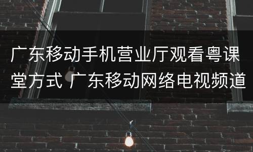 广东移动手机营业厅观看粤课堂方式 广东移动网络电视频道