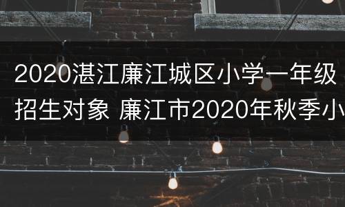2020湛江廉江城区小学一年级招生对象 廉江市2020年秋季小学一年级招生工作实施意见