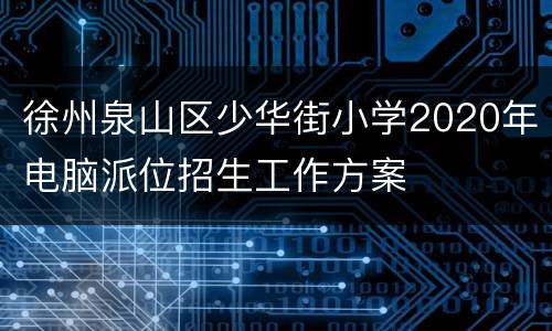 徐州泉山区少华街小学2020年电脑派位招生工作方案