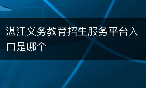 湛江义务教育招生服务平台入口是哪个