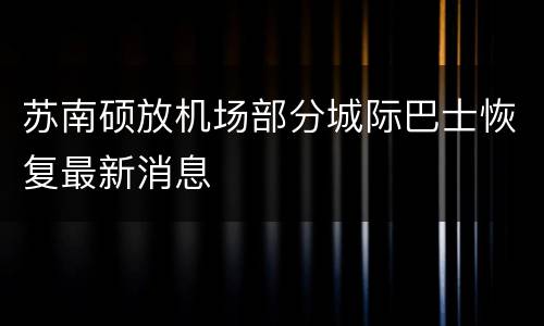 苏南硕放机场部分城际巴士恢复最新消息