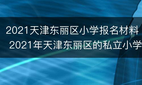 2021天津东丽区小学报名材料 2021年天津东丽区的私立小学