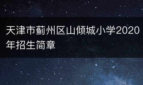 天津市蓟州区山倾城小学2020年招生简章