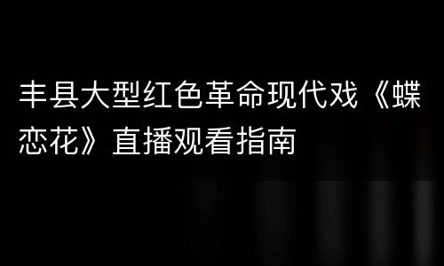 丰县大型红色革命现代戏《蝶恋花》直播观看指南
