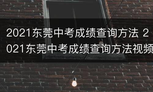 2021东莞中考成绩查询方法 2021东莞中考成绩查询方法视频