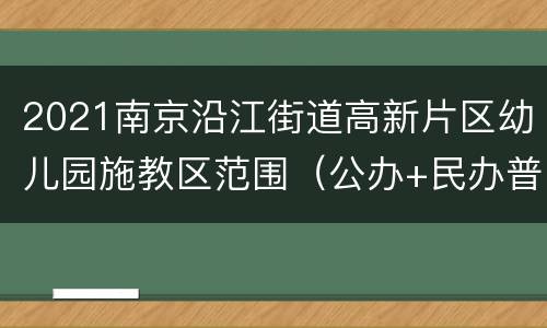 2021南京沿江街道高新片区幼儿园施教区范围（公办+民办普惠）