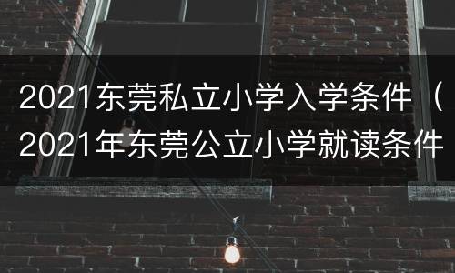 2021东莞私立小学入学条件（2021年东莞公立小学就读条件）