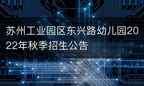 苏州工业园区东兴路幼儿园2022年秋季招生公告