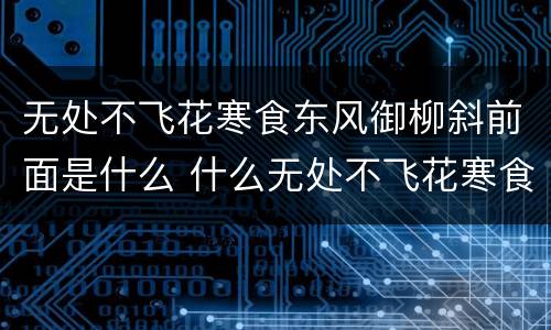 无处不飞花寒食东风御柳斜前面是什么 什么无处不飞花寒食东风御柳斜