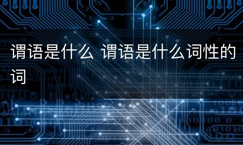 谓语是什么 谓语是什么词性的词
