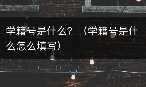 学籍号是什么？（学籍号是什么怎么填写）