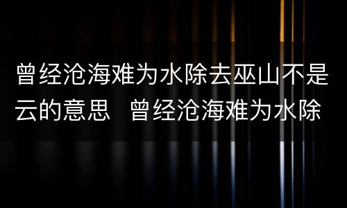 曾经沧海难为水除去巫山不是云的意思  曾经沧海难为水除去巫山不是云的意思是什么