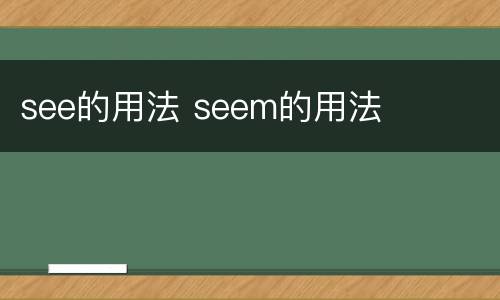 see的用法 seem的用法