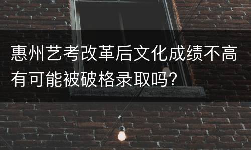 惠州艺考改革后文化成绩不高有可能被破格录取吗?