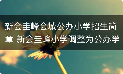 新会圭峰会城公办小学招生简章 新会圭峰小学调整为公办学校