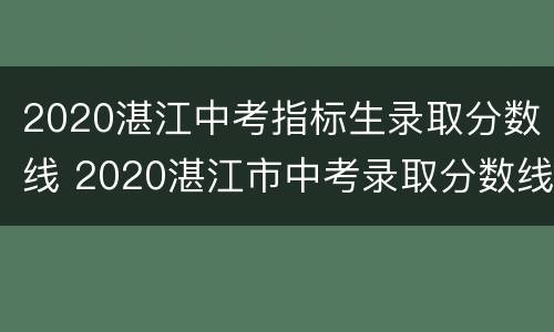 2020湛江中考指标生录取分数线 2020湛江市中考录取分数线