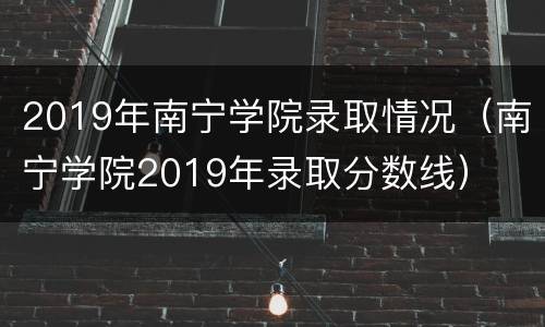 2019年南宁学院录取情况（南宁学院2019年录取分数线）