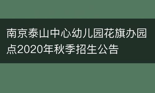 南京泰山中心幼儿园花旗办园点2020年秋季招生公告
