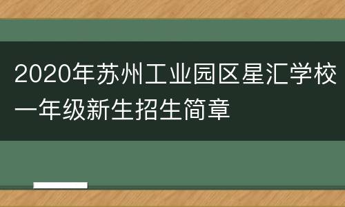 2020年苏州工业园区星汇学校一年级新生招生简章