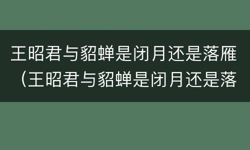 王昭君与貂蝉是闭月还是落雁（王昭君与貂蝉是闭月还是落雁之战）
