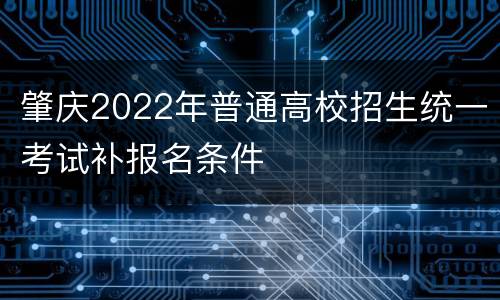 肇庆2022年普通高校招生统一考试补报名条件