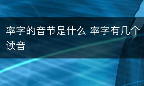 率字的音节是什么 率字有几个读音