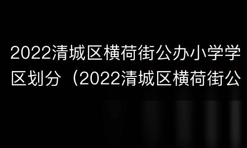 2022清城区横荷街公办小学学区划分（2022清城区横荷街公办小学学区划分图片）